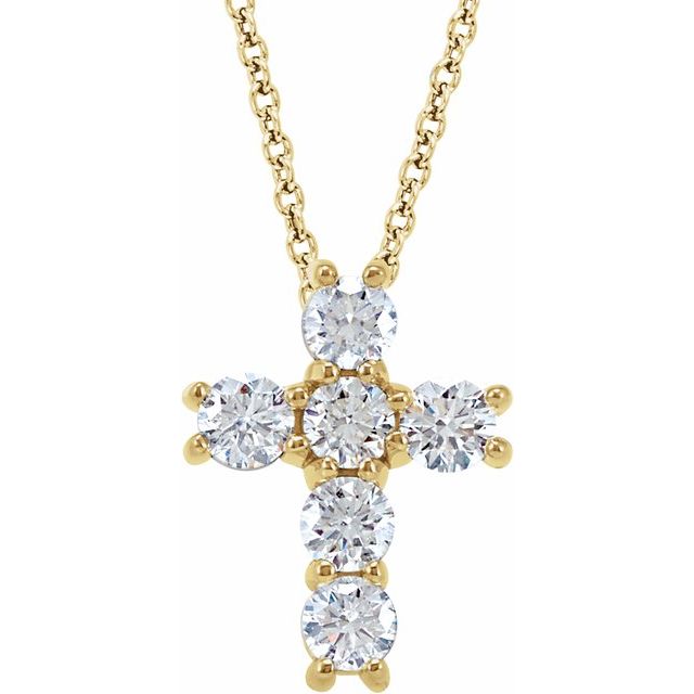 Halskjede i 14 kt gult gull med laboratoriedyrket diamant, 0,33 ct totalt, rund sten 2,4 mm, 45,7 cm fra Smykke24