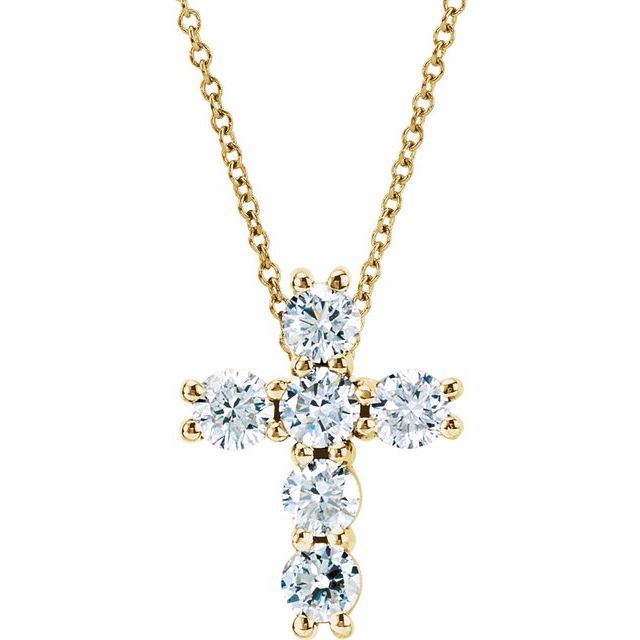 Halskjede i 14 kt gult gull med laboratoriedyrket diamant, 10 ct totalt, rund sten 3,4 mm, 45,7 cm fra Smykke24