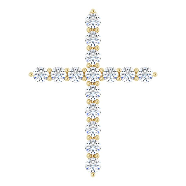 Korsanheng i 14 kt gult gull med laboratoriedyrket diamant, 0,50 ct totalt, rund sten 2 mm fra Smykke24