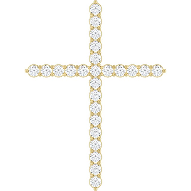 Korsanheng i 14 kt gult gull med laboratoriedyrket diamant, 1,00 ct totalt, rund sten 2,2 mm fra Smykke24