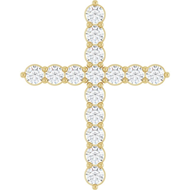 Korsanheng i 14 kt gult gull med laboratoriedyrket diamant, 0,75 ct totalt, rund sten 2,4 mm fra Smykke24