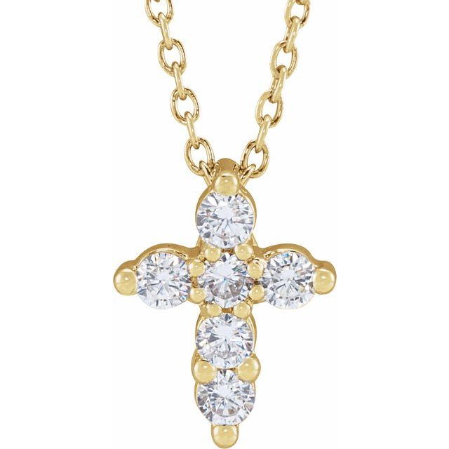 Halskjede i 14 kt gult gull med laboratoriedyrket diamant, 0,25 ct totalt, rund sten 2,2 mm, 45,7 cm fra Smykke24