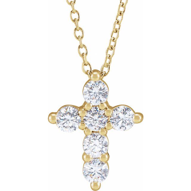 Halskjede i 14 kt gult gull med laboratoriedyrket diamant, 0,50 ct totalt, rund sten 2,9 mm, 45,7 cm fra Smykke24