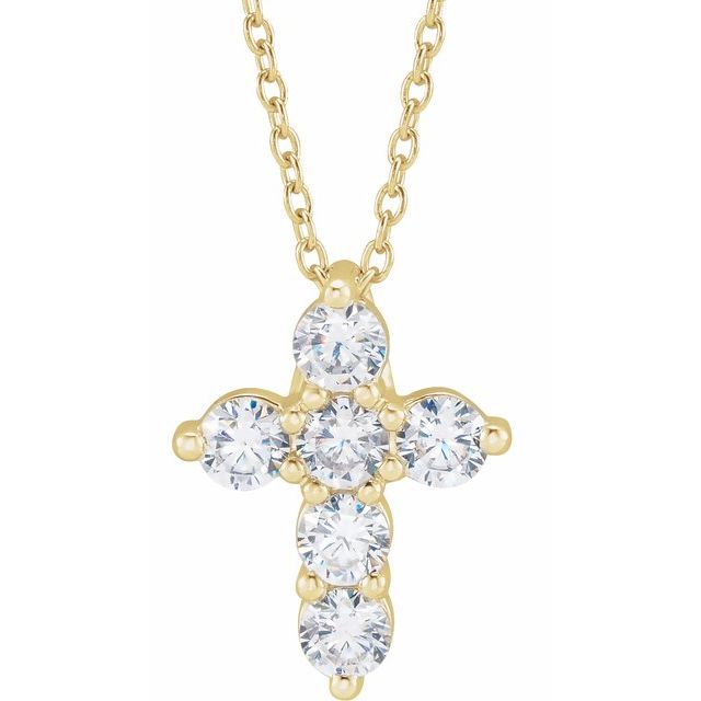 Halskjede i 14 kt gult gull med laboratoriedyrket diamant, 0,75 ct totalt, rund sten 3,2 mm, 45,7 cm fra Smykke24
