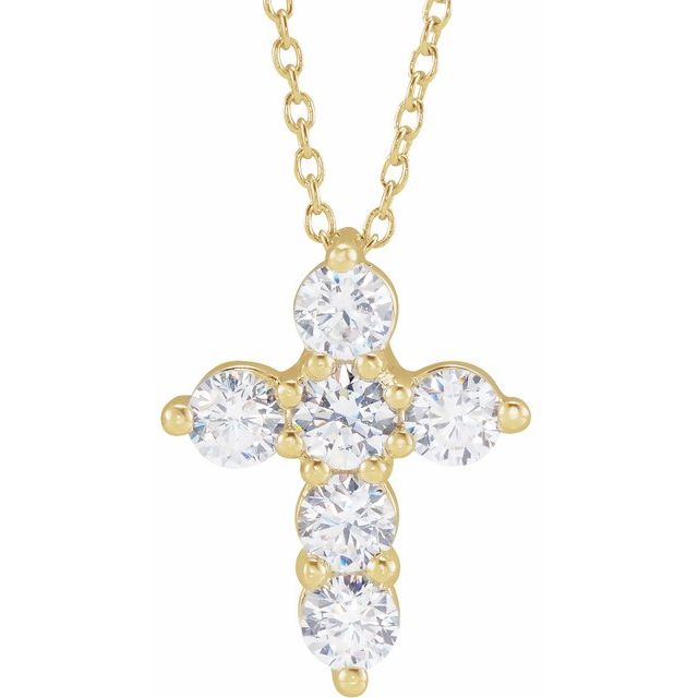 Halskjede i 14 kt gult gull med laboratoriedyrket diamant, 1,00 ct totalt, rund sten 3,65 mm, 45,7 cm fra Smykke24