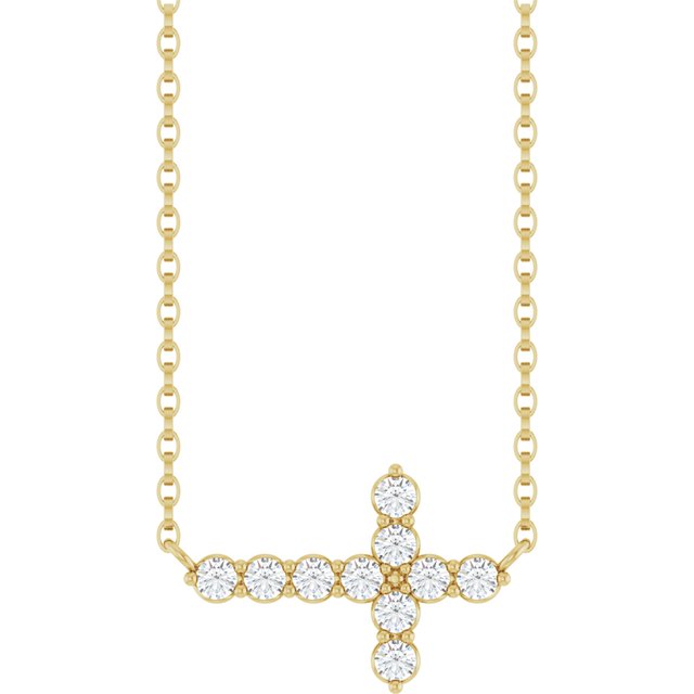 Halskjede i 14 kt gult gull med laboratoriedyrket diamant, 0,33 ct totalt, rund sten 2 mm, 45,7 cm fra Smykke24