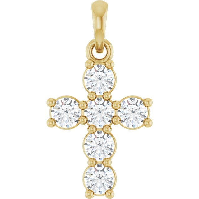 Korsanheng i 14 kt gult gull med laboratoriedyrket diamant, 0,50 ct totalt, rund sten 2,8 mm fra Smykke24