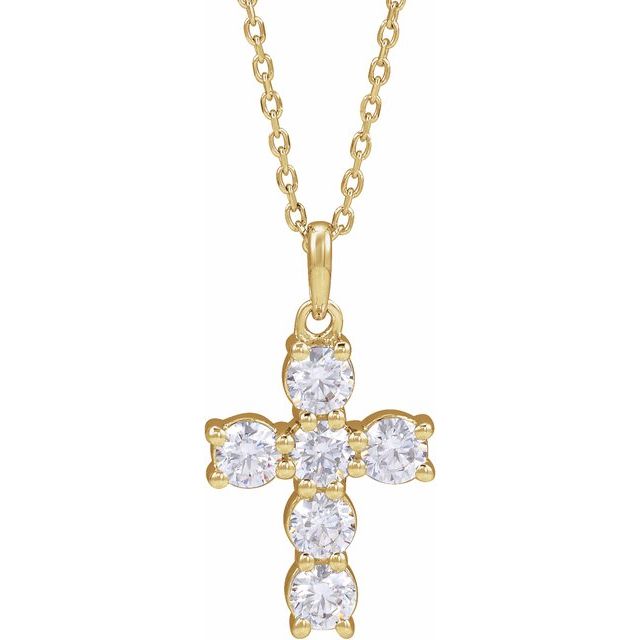 Halskjede i 14 kt gult gull med laboratoriedyrket diamant, 0,75 ct totalt, rund sten 3,2 mm, 45,7 cm fra Smykke24