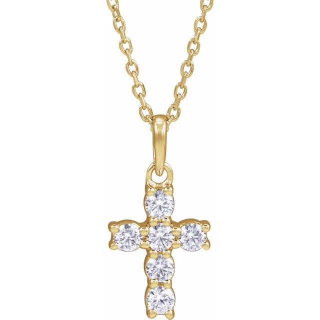 Halskjede i 14 kt gult gull med laboratoriedyrket diamant, 0,25 ct totalt, rund sten 2,2 mm, 45,7 cm fra Smykke24