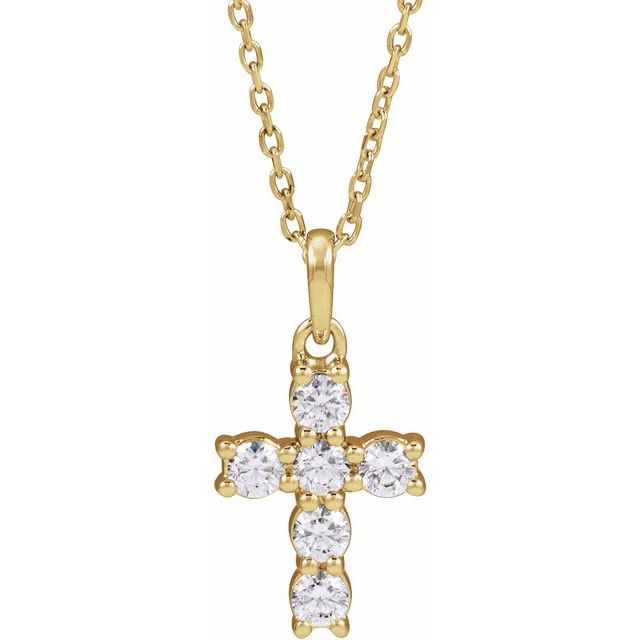 Halskjede i 14 kt gult gull med laboratoriedyrket diamant, 0,33 ct totalt, rund sten 2,4 mm, 45,7 cm fra Smykke24