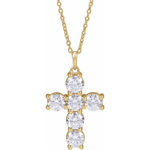 Halskjede i 14 kt gult gull med laboratoriedyrket diamant, 2 ct totalt, rund sten 4,3 mm, 45,7 cm fra Smykke24