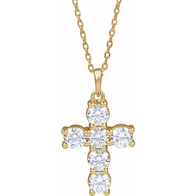 Halskjede i 14 kt gult gull med laboratoriedyrket diamant, 1,00 ct totalt, rund sten 3,6 mm, 45,7 cm fra Smykke24