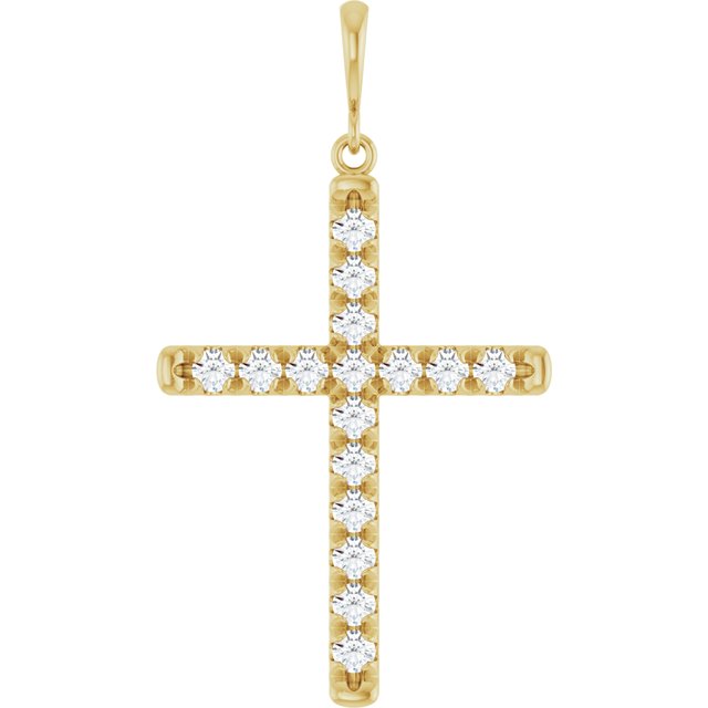 Korsanheng i 14 kt gult gull med laboratoriedyrket diamant, 0,75 ct totalt, rund sten 2,4 mm fra Smykke24