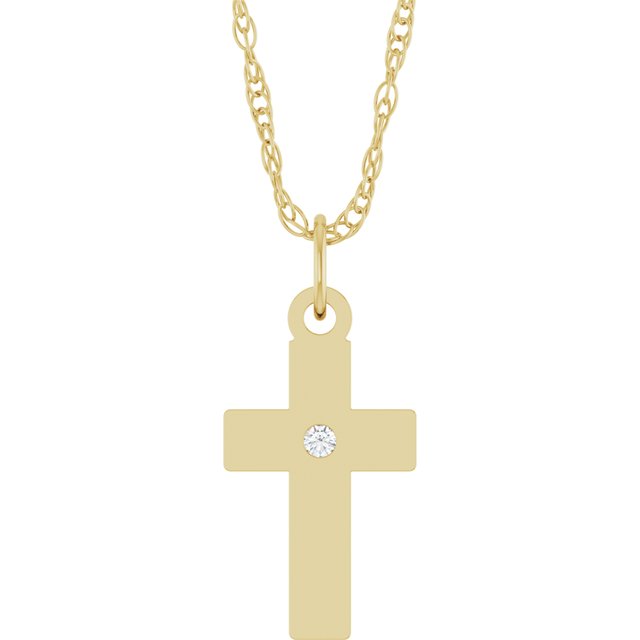 Halskjede i 14 kt gult gull med laboratoriedyrket diamant, 0,02 ct, rund sten 1,5 mm, 45,7 cm fra Smykke24