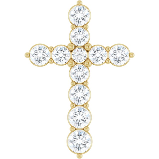 Korsanheng i 14 kt gult gull med laboratoriedyrket diamant, 1,00 ct totalt, rund sten 3,4 mm fra Smykke24
