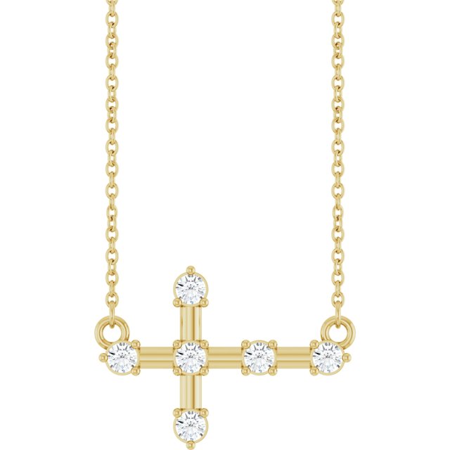 Halskjede i 14 kt gult gull med laboratoriedyrket diamant, 0,25 ct totalt, rund sten 2,2 mm, 45,7 cm fra Smykke24