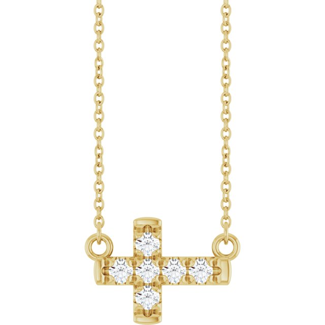 Halskjede i 14 kt gult gull med laboratoriedyrket diamant, 0,25 ct totalt, rund sten 2,2 mm, 45,7 cm fra Smykke24