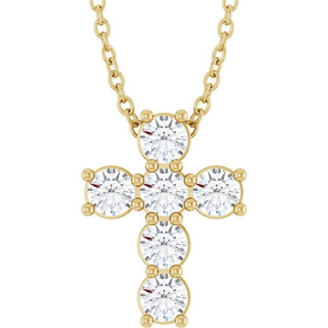 Halskjede i 14 kt gult gull med laboratoriedyrket diamant, 0,50 ct totalt, rund sten 2,8 mm, 45,7 cm fra Smykke24