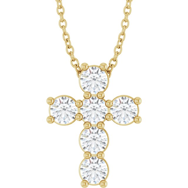 Halskjede i 14 kt gult gull med laboratoriedyrket diamant, 0,75 ct totalt, rund sten 3,2 mm, 45,7 cm fra Smykke24