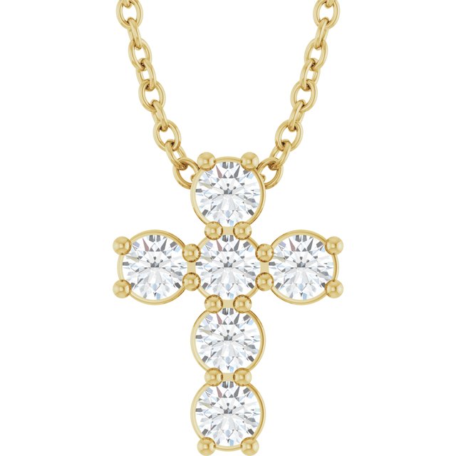 Halskjede i 14 kt gult gull med laboratoriedyrket diamant, 0,33 ct totalt, rund sten 2,4 mm, 45,7 cm fra Smykke24