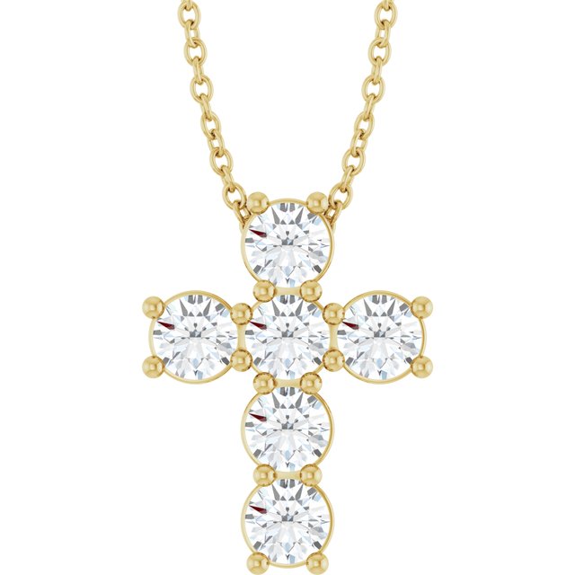 Halskjede i 14 kt gult gull med laboratoriedyrket diamant, 1,00 ct totalt, rund sten 3,6 mm, 45,7 cm fra Smykke24