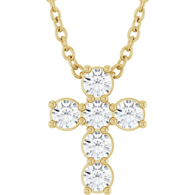 Halskjede i 14 kt gult gull med laboratoriedyrket diamant, 0,25 ct totalt, rund sten 2,2 mm, 45,7 cm fra Smykke24
