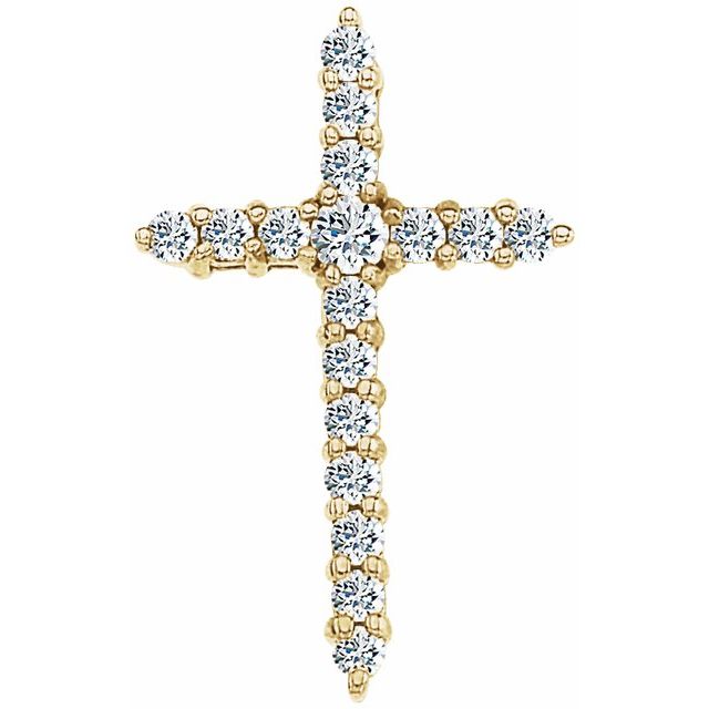 Korsanheng i 14 kt gult gull med laboratoriedyrket diamant, 0,33 ct totalt, rund sten 2,4 mm fra Smykke24